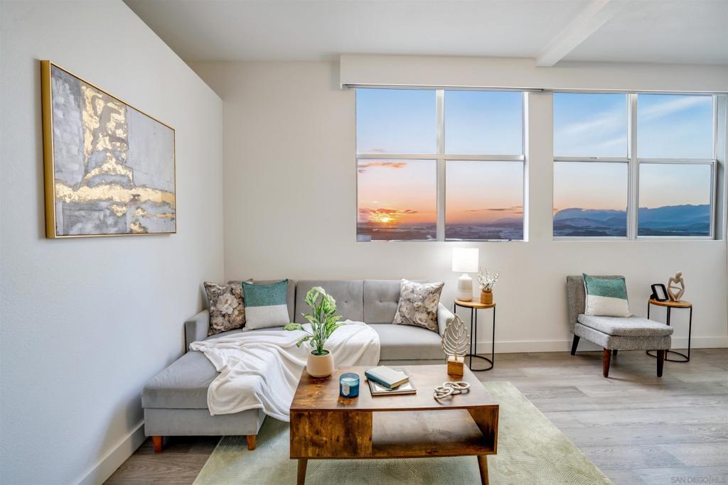VA approved, brand new remodel, and one of the best deals in the Marina District, downtown’s most refined and sought-after neighborhood. The #1 rule of real estate: location, location, location. Every detail has been thoughtfully updated, featuring sleek finishes and high-end materials throughout. This Southwest facing condo was expanded to provide an open-concept living area that is bathed in natural light, creating an inviting space perfect for relaxation or entertaining. The 10 ft ceilings add a sense of volume and elegance while the kitchen boasts stainless steel appliances, quartz countertops, and ample cabinet space, while the spa-like bathroom offers a serene retreat. The spacious bedroom includes a generous closet for all your storage needs. The building boasts two rooftop decks and lounges and is located in the highly sought-after Marina District, you'll be steps away from world-class dining, shopping, and entertainment, including Seaport Village, the Gaslamp Quarter, and the waterfront. With secure building access and convenient amenities, this unit is an exceptional opportunity to experience San Diego living at its finest. One of the few buildings in downtown with earthquake insurance.