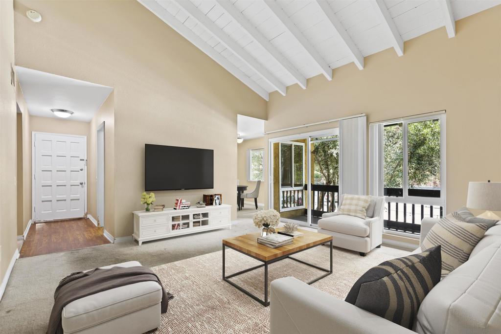 Opportunity knocks in one of San Diego’s top-rated school districts! Located in the sought-after Poway Unified School District, this second-story unit in the Waterbridge community is full of potential offering privacy, vaulted ceilings that flood the living room with natural light, and a layout that’s both comfortable and functional. The kitchen features granite counters, stainless steel appliances, and generous cabinetry. Two spacious bedrooms which includes a primary suite with dual closets and a private ensuite bath. Yes, the floors are ready for your personal touch, the perfect chance to customize this home exactly the way you want it! Combine that with a price under $540K in Rancho Bernardo and you have one of the best values in the area. Enjoy central A/C, dual-pane windows, in-unit laundry, a private balcony, and two assigned parking spaces. The Waterbridge community offers resort-style living with a pool, spa, children’s pool, fitness center, clubhouse, BBQ/picnic areas, playground, and tranquil landscaped grounds. Conveniently located near Westwood Club, Westwood Elementary, shopping, dining, and freeway access. Some photos have been digitally staged.