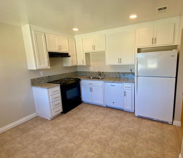 Available immediately. This 3 bed/2 bath unit is on the second floor of a fourplex. Lots of light, updated kitchen with granite countertops, updated baths, and double paned windows. Linoleum floors in kitchen. New luxury vinyl flooring and recessed lighting throughout, fans in all bedrooms (with remote). There is an on-site coin operated laundry, one car detached garage, and off street parking next to garage. Very well located with access to Highways 85, 101, 280 and Cal Train. Also close to plenty of restaurants, grocery stores (Whole Foods) and downtown Sunnyvale. No pets, Security Deposit $1500