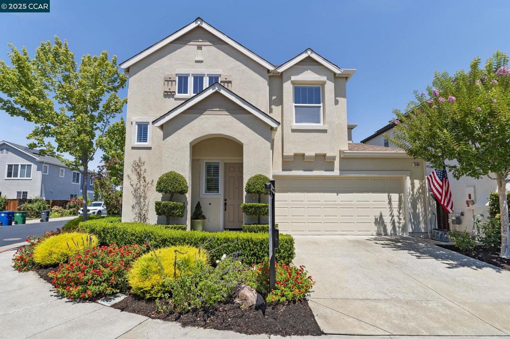 Welcome to Windemere in beautiful San Ramon! This thoughtfully designed home offers the perfect blend of comfort, functionality & style. The inviting living room features a cozy fireplace, plantation shutters & recessed media alcove and seamlessly connects to the upgraded kitchen & casual dining area. Sunlight pours in through large windows and a sliding glass door, filling the space w/natural light & offering easy access to the private backyard. The kitchen boasts crisp white cabinetry, SS appliances, including a gas cooktop, a center island, and a pantry. Just off the kitchen, a formal dining room provides an ideal space for hosting guests & special occasions. Upstairs, you'll find 3 generously sized bedrooms, including a primary suite w/2 closets, one walk-in, and an ensuite bath featuring dual sinks, makeup vanity, large shower & separate tub. Upstairs laundry room w/extra storage. Step outside into your private backyard retreat, complete w/mature trees for privacy, patio & ample space for planting. With no neighbor on one side, you'll enjoy enhanced privacy & even more natural light throughout the home & outdoor space. Ideally located, this home is close to Hidden Hills elem school & DVHS, the City Center @ Bishop Ranch, restaurants, shops, miles of trails, parks!