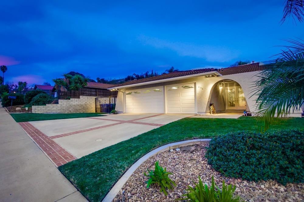 Live the fabulous Fletcher Hills lifestyle! Highly sought-after & coveted home nestled privately on a 9,617 sq.ft lot! Breathtaking from the moment you arrive! Large front yard with brand new sod & gorgeous landscaping greets you! Open the stunning beveled glass doors to a bright open concept living room/dining area/gourmet kitchen floorplan! The custom workmanship and detail not missed abounds! Opulent kitchen features lovely quartz counters, top-of-the-line stainless appliances, custom lighting, large kitchen island with breakfast bar seating, and loads of counter and cabinet space! Sit and cozy next to gas fireplace or relax with a good book in living room! Gorgeous engineered wood floors! Open the barn doors to the large primary suite! Truly a private oasis! Large primary bedroom with incredible natural light and stunning extra large luxurious primary bath with free-standing soaking tub, beautiful walk-in shower, double sink vanity, great sitting area, abundant storage, and huge walk-in custom closet. Walk up stairs from the primary suite to the office area (can be additional bedroom too)! Nice sized additional bedrooms! Incredible backyard with large covered patio with full outdoor kitchen, stone pavers, built-in BBQ, lush landscaping with grass lawn and citrus trees, hardwood view deck to enjoy sunset views, climbing wall and basketball court for the kids and plenty of room to entertain! 3 car garage, newer HVAC, tankless water heater+! Near top-rated schools, freeways, shopping+! Make this YOUR home before someone else does! Welcome Home!