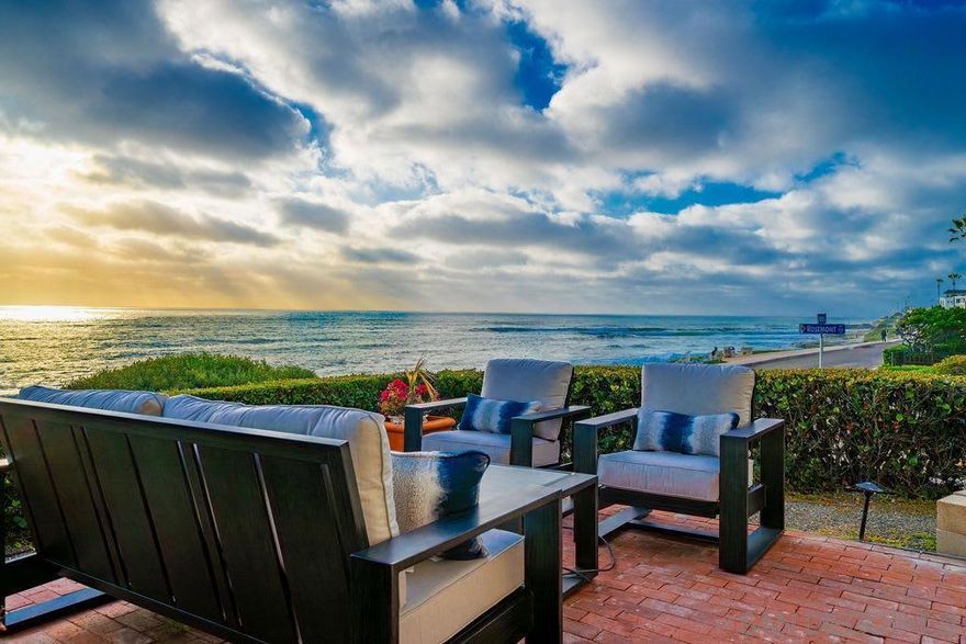 Furnished Oceanfront Townhome with Breathtaking Views Experience the ultimate coastal lifestyle at this prestigious oceanfront townhome, perfectly located near La Jolla’s iconic Windansea Beach. Offering unobstructed blue-water vistas and refined interiors, this 2-bedroom, 2-bath residence blends luxury and relaxation in a truly spectacular setting. Step onto the oceanfront patio and savor the coastal breeze and nightly sunsets from your private retreat. Inside, the airy living and dining area seamlessly connect to the view, creating the perfect space for relaxation or entertaining. The dining area seats four, while the chef’s kitchen features premium stainless steel appliances, breakfast bar seating for four, and elegant finishes throughout. Both bedrooms are generously sized and furnished with plush king beds, offering serene comfort after a day by the sea. Additional conveniences include in-home laundry, 2 parking spaces (1 garage + 1 driveway), plus available street parking. This furnished home is ideal for those seeking a tranquil yet sophisticated coastal escape, with La Jolla’s world-class dining, shops, and beaches just moments away. Sleeping Accommodations (Max 4 Guests): Bedroom 1: King Bed Bedroom 2: King Bed This is a furnished seasonal rental. Pricing varies by length of stay and seasonality. Published amounts are range estimates only. Final pricing, fees, and availability are subject to change until a fully executed lease agreement. Please inquire for exact quote and terms.