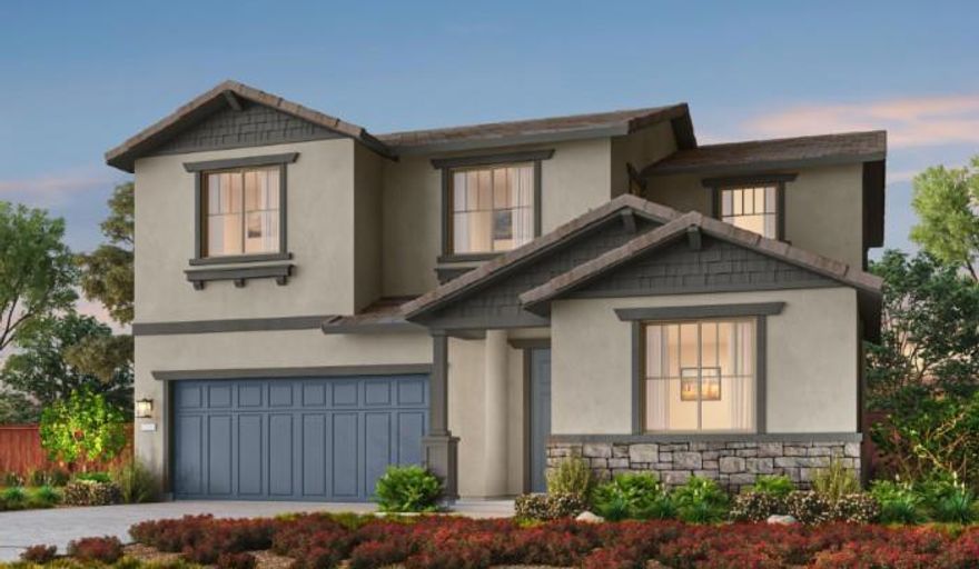 Homesite 40 | Plan 1. Beautiful two-story home with 4 bedrooms and 3 baths. Open floorplan featuring a gourmet chefs kitchen with walk-in pantry. Bedroom 4 and Bathroom 3 on the first floor. Spacious. Primary Suite with walk-in closet. Also includes an upstairs loft and laundry room. photo is of rendering