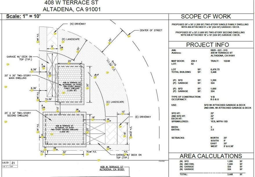 Unique opportunity in Altadena! This property sits on a spacious lot where the original home was lost in recent fires. The parcel comes with an approved plot map / site plan and drafted architectural plans for two new single-family residences.



Buyer can take advantage of existing construction loan, architect and contractor to realize their dreams



Phase 1 and Phase 2 completed by Army Corp of Engineers



* Proposed Home #1: 1,200 sq. ft. two-story dwelling (20’ x 30’) with attached 324 sq. ft. garage/deck (9’ x 36’).

* Proposed Home #2: 1,600 sq. ft. two-story dwelling (25’ x 32’) with attached 324 sq. ft. garage/deck (18’ x 18’).



Plans are in progress and awaiting final approval. Buyer can continue with current designs or bring their own vision.



Highlights:



* Rare chance to build two new homes in a sought-after Altadena neighborhood.

* Approved site plan = head start on development.

* Potential for multi-generational living, investment, or resale.

* Convenient access to Pasadena, hiking trails, and the San Gabriel Mountains.



This property is perfect for a developer, investor, or end-user looking to create brand-new residences in one of Altadena’s most desirable communities.