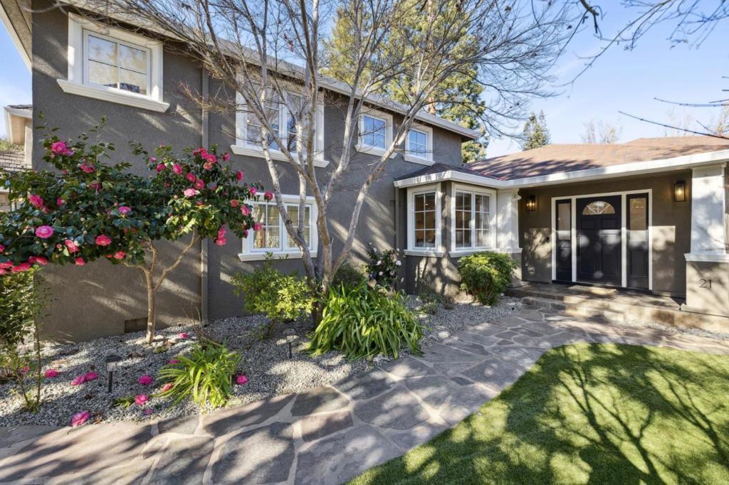 Bathed in natural light and exuding modern luxury, this home on a sought-after Crescent Park cul de sac is recently remodeled with extensive upgrades. A fully functional floorplan, versatile spaces, and low-maintenance features offer refinement and ease. Open living and dining rooms and a sophisticated island kitchen with breakfast/family area provide plenty of space for both gatherings and everyday living. The main sleeping wing hosts three bedrooms, including a primary suite with outdoor access. A second primary ensuite is privately located at the second floor. Entertain or unwind in a backyard haven with fruit trees, easy-care landscaping, and multiple seating areas. Enjoy luxury bath remodels, new quartz countertops, multiple skylights, and red oak floors. Nestled away from downtown distractions, the location lends excellent access to shopping, dining, tech, and top-performing schools like Duveneck Elementary, Greene Middle, and Palo Alto High (buyer to verify).
