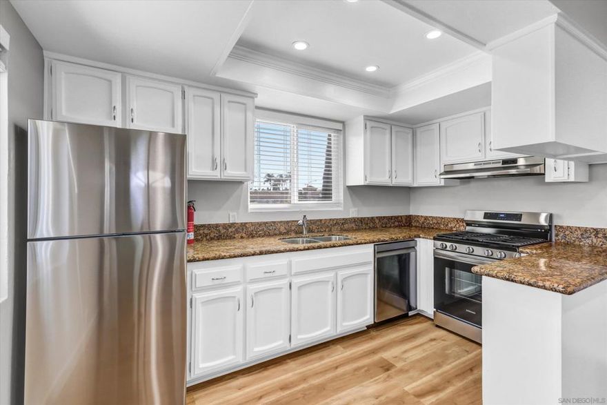 Start living the La Jolla Life in the comfort of this NEWLY REMODELED 1Bd/1Bth apartment in the heart of La Jolla Village, ONLY BLOCKS AWAY FROM THE BEACH, shops, restaurants & cafes. This modern & spacious apartment offers recessed lighting & state of the art appliances in the NEW kitchen with a full size refrigerator, a gas burning stove & plenty of cabinets for your cooking storage needs. You will also find a BRAND NEW washer/dryer & a NEW cooling/heating unit to keep you comfortable during those hot summer days or cold winter nights. The FRESHLY renovated bathroom is ready for you to wash off the sand, so that you can relax in the comfort of the peaceful southwesterly facing bedroom that boasts 2 large windows which bring in plenty of natural light. You won't have to worry about parking as you will have your very own spot inside an enclosed garage, just steps from your door. Finally this is a quiet corner unit on the 2nd floor of a charming small 2 story building, so you don't have to worry about a heavy footed noisy neighbor upstairs. The magical charm of the Village awaits your arrival to start living the La Jolla Life Today!