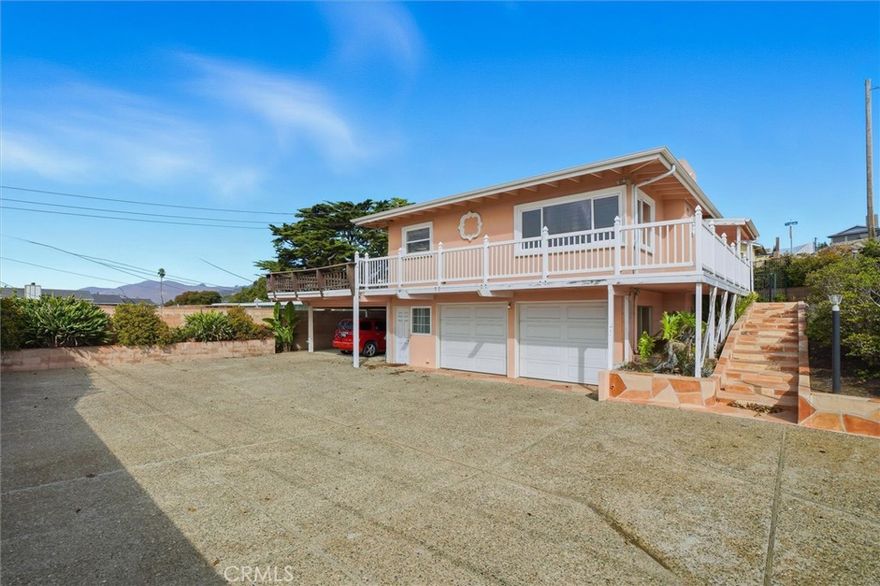 Investor alert with panoramic ocean and Morro Rock views in Morro Bay! This major fixer-upper offers rare 5-bedroom potential and incredible upside. Currently configured as a 3-bedroom, 1.5 bath home with a den, it features approx. 1,924 sq ft on a 6,800 sq ft lot in a prime R2-zoned location. A recently installed elevator in the garage adds modern accessibility and long-term value. The attached 4-car garage with covered carport includes a half bath and shower, and offers potential to add two more bedrooms or a junior ADU. The property boasts a Caribbean-themed tropical oasis, ready to be restored to its full charm. Elevated to capture breathtaking views of the ocean and iconic Morro Rock, this two-story home delivers big potential. Enjoy the Central Coast lifestyle—hiking, sailing, paddling, wine tasting, and dining along the Embarcadero, Cayucos, and Morro Bay. Property Profile states 5 bedrooms, 3-car garage, and single-story layout—buyer to verify. Seller has priced it to sell as-is and offers no repairs or credits. Buyer to complete city-required toilet retrofits after close if applicable. Priced to move—don’t miss this coastal opportunity!  Will probably not qualify for FHA, VA or USDA loans. (Half bath and shower are in the garage).