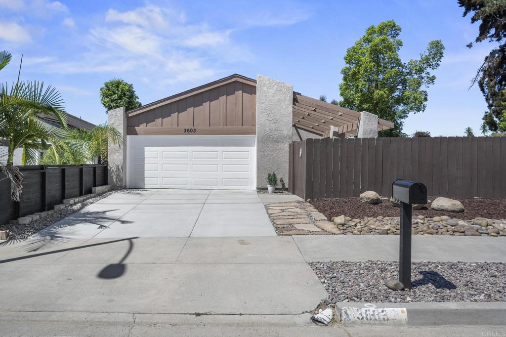 Welcome to 3603 Cresta Court, a modern sanctuary nestled in a serene cul-de-sac in beautiful Oceanside, CA. This charming house which sits on a corner lot offers an inviting living experience with an estimated 1,175 square feet of tastefully upgraded space. Step inside to discover a fresh and contemporary ambiance accentuated by new paint and a striking new wood entry trellis. The home features three generous bedrooms and two pristine bathrooms, perfectly crafted to meet your lifestyle needs. The heart of the home, the upgraded kitchen, is equipped with sleek finishes that seamlessly blend style and functionality. Whether you’re hosting gatherings or enjoying a quiet evening, the open layout caters to both relaxation and entertainment. Outdoors, the property is a true haven. Professionally landscaped grounds include a new driveway and a delightful putting green, ideal for golf enthusiasts or those seeking a touch of greenery. The home backs up to a lush greenbelt open area, offering a private and tranquil retreat. The estimated lot size of 4,050 square feet provides ample space for outdoor activities and future customization. Enjoy the proximity to stunning beaches, vibrant shops, and delectable restaurants, enhancing your coastal living experience. Experience the perfect blend of modern design and prime location at 3603 Cresta Court. Contact us to explore this exceptional property where comfort and convenience come together beautifully.