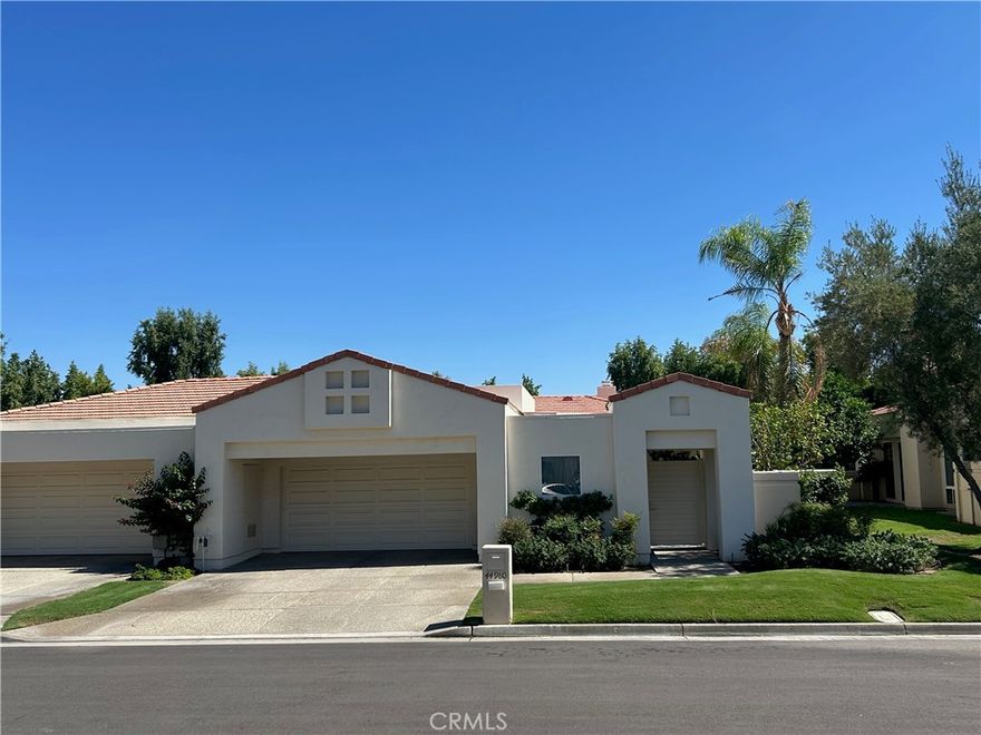Spectacular home in prestigious Desert Horizons Country Club right in the center of Indian Wells. Cut-de Sac location. Built in 1991.  Gated court yard. 3 bedrooms and 3 bath rooms with soaring ceiling.  This FULLY FURNISHED home with approximately 2,345 square feet of luxury living space. Brand new flat screen TV. Living room with cozy fireplace, open up to the formal dining room. Breakfast nook next to spacious kitchen with new appliances(double oven, wine cooler, microwave, frig, cooktop & dishwasher). A full web bar just next to breakfast nook. The spacious Master Suite boasts a King bed, TV, oval tub, walk in shower and spacious walk-in closet! Master bedroom is directly access to the patio. 2nd bedroom has walk-in closet and en-suite bath. Den could use for guest bedroom or office. Ceiling fans in all bedrooms. Brand new washer & dryer in spacious laundry room. Wall to wall cabinet in 3 car garages. Relax out on the back patio overlooking the green belt area with various fruit trees. One of the 20 community pool and spa just steps away. 18-Hole championship golf course designed by world-famous architect : Ted Robinson. Fabulous Restaurants/Dining and El Paseo Shopping near by. Virtual Tour :https://youtu.be/jAabb2iXy9Y