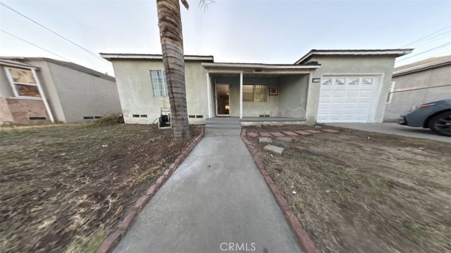 Charming single story 3 bedroom, 2 bathroom home with 1,369 sq ft of living space on a 6,875 sq ft lot. The home features an upgraded kitchen, spacious living room, and attached garage. Large backyard with mature fruit trees offers plenty of space to create your outdoor retreat. Roof and water heater replaced. This is a true fixer upper with great bones, ready for your vision and TLC. Excellent location near schools, shopping, and freeway access.