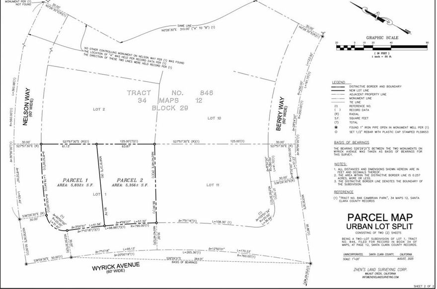 Developers Best Choice - secure two fully buildable lots! The tentative map for SB9 has already been approved. Construction work to split the existing lotby opening the property line through the middle of the current houseis expected to be completed in about one month. Once finished, the tentative map can be officially recorded, creating two separate parcels. The buyer will ultimately own two fully buildable lots. Additionally, the building permit for new construction (approx. 2,400 sq ft, 5 bed / 4 bath) on one of the lots has already been submitted, saving valuable time and leaving plenty of profit on the table.