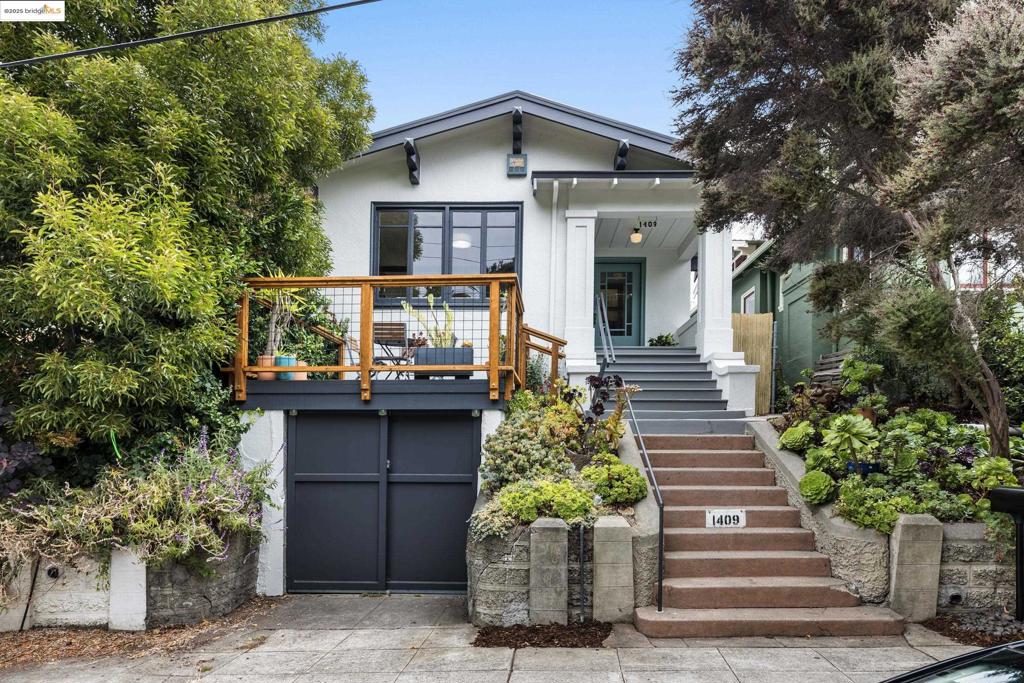 1917 Craftsman in the coveted Gourmet District, birthplace of the farm-to-table movement still evident today with historic dining, baked goods, and cafes nearby. This home boasts a spacious chef’s kitchen with generous eat-in area. French doors open to the level-out garden with sitting room. Established plantings provide peace and privacy. A massive upstairs primary bedroom can be appointed with a seating area or office space. A nook under the stairs is the perfect spot for a furry friend to nap. Original detail pairs with modern convenience. The perfect hideaway or the friendliest house on the block with the front deck that looks onto the street. This house just feels good. Other nearby amenities include: Live Oak Park, U.C. Berkeley, Monterey Market, and BART