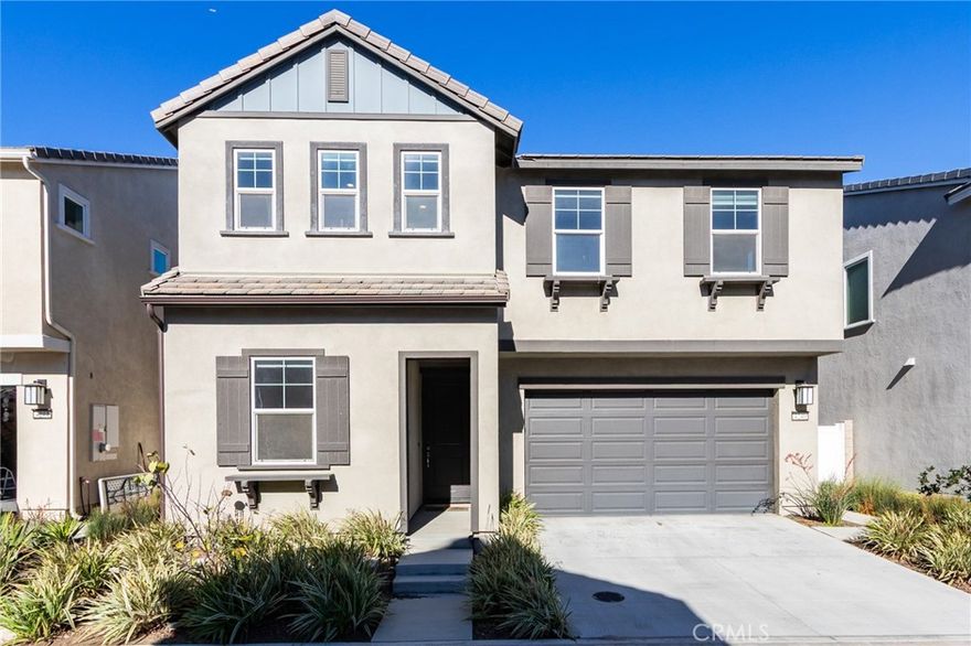 Beautiful home was finished built in 2023, this Plan 3 home offers 4 bedrooms, 3 full bathrooms, and a highly desirable downstairs bedroom with a walk-in closet and full bathroom. The home features white cabinetry, a beautiful full backsplash, quartz countertops, eero WiFi system for the whole house, and excellent feng shui throughout. Enjoy a 2-car garage with epoxy flooring, The home also includes PAID OFF solar panels, providing excellent energy efficiency and long-term savings, 10 solar panels with mesh installed and fully enclosed. A fully concrete backyard with a dedicated concrete trash area for low-maintenance living. Community amenities include a pool, jacuzzi. water park, BBQ area, playground, & walking trail. Conveniently located about 5 minutes from the Costco shopping center, 99 Ranch Market, restaurants, and retail, with a brand-new Planet Fitness opening within walking distance. Easy access to the 15 freeway between Limonite and Cantu Galleano.