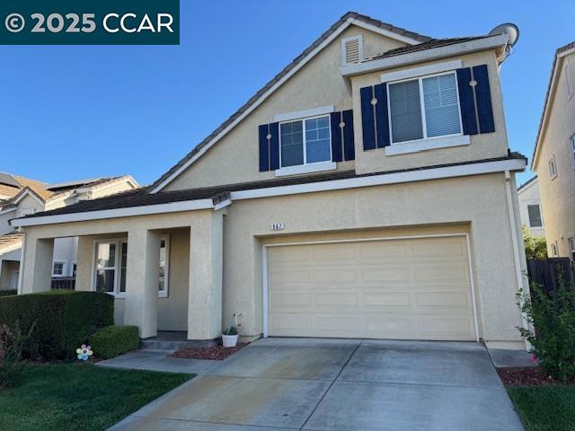 Spacious two-story home in a gated community. 4 bedrooms, 2.5 baths with vaulted ceilings in living room. Kitchen has granite counters, gas range, built-in microwave and tile floor. Inside laundry room with 1/2 bath downstairs. Home also has a cozy fireplace. All bedrooms upstairs. Primary bedroom has spacious bath and walk-in closet. Low maintenance backyard with overhead patio covering and side yard. Community has a beautiful and peaceful park to enjoy. There is community RV/Boat parking available for residents. Convenient to everything including commute and shopping.