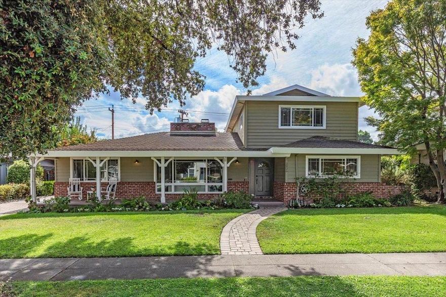 Welcome to this spacious 4 bedroom 3 full bath home located in the highly sought after Rose Garden area. A generous 3,188 sq ft of living space, this family home is perfect for those seeking comfort and convenience. The inviting floorplan offers an open living and formal dining area with a wood burning fireplace and large picture window overlooking the covered front porch. The home features a separate family room downstairs with a fireplace & a sliding glass door opening out to the rear yard. Perfect for entertaining and relaxing. The kitchen has granite counters and an abundance of cabinets plus a cozy dining area. The primary suite w/ a full bath & sliding glass doors opening out to the covered back patio. A second spacious bedroom & a versatile office/laundry room which can easily be converted into a 5th bedroom all on the first floor. Upstairs you'll find 2 additional bedrooms and a full bathroom. A second spacious bonus living area with a wet bar. Gated rear yard for privacy and security. A detached 2 car garage offers plenty of space, complete with 2 storage rooms. All this in a beautiful neighborhood, just minutes to Downtown San Jose, O'Connor Hospital, freeways, and the heart of Silicon Valley. Truly a wonderful family home in a fantastic neighborhood.
