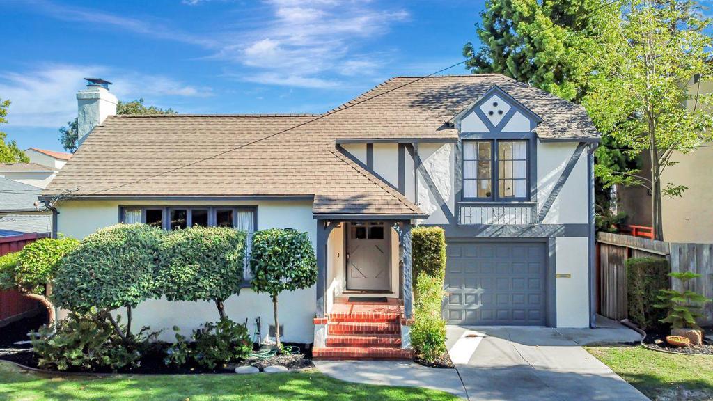 Welcome to this elegant and charming Tudor-style home on one of San Mateo's most desirable streets. Classic split-level floorplan is ideal for a major addition & renovation representing a wonderful value-added opportunity. Stately 2 BR/1.5 + home office blends classic architectural charm w/upscale living. Upon entry, you're greeted by a foyer & an expansive formal LV adorned w/beautiful original parquet hrdwd flrs, beamed ceilings & a wood-burning fireplace. Formal DR is perfect for large gatherings. Kitchen & nook are prime for greater modernization & expansion. Adjacent to the nook is a lovely home office w/backyard access. Up 1/2 flight of stairs, you'll find 2 spacious BR's w/a large bath in-between & great natural light. The delightful bath has an original cast iron bathtub along with a separate shower stall & colorful tiles. The 2-car tandem garage w/laundry facilities w/1/2 bath provides extra storage & adds value to the expansion possibilities of this vintage home. Private & nicely landscaped backyard, perfect for playing, relaxation & entertaining. Conveniently located to shopping, restaurants, Beresford Park & Recreation Center, Hillsdale Mall, highly regarded public & private schools, SFO, public transportation and commute corridors to Silicon Valley and San Francisco