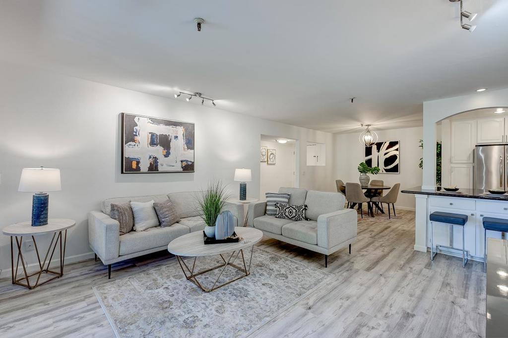 Bright and updated 2b2b condo in the highly desirable Old Mill community. Specious master bedroom and a well-separated second bedroom. The unit boasts A/C, in-unit laundry, and a balcony with a storage room. This secured building includes an elevator and one assigned under-building parking space. The beautiful community offers two pools, a spa, a clubhouse, scenic water fountains, and lovely bridges and decks for leisurely strolls. Conveniently located within walking distance to Whole Foods, Safeway, Trader Joes, Target, Walmart, restaurants, a fitness center, and a movie theater. A short drive to tech companies like Google and Microsoft. Top-rated Los Altos Schools: Covington Elementary, Egan Junior High, and Los Altos High (buyer to verify eligibility).
