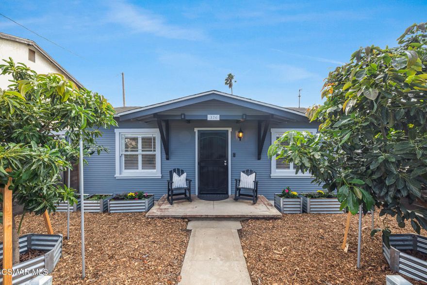 Welcome to 326 W Mission Ave, a beautifully updated bungalow tucked away on a quiet cul-de-sac in Ventura. This move-in ready 2-bedroom, 1-bath home has been thoughtfully refreshed with an updated kitchen, stylish flooring, a modernized bathroom, and fresh paint inside and out. Curb appeal shines with contemporary fencing, lush landscaping, and an electric gated driveway leading to a newly built carport.Step into the backyard and discover your own private retreat--complete with a relaxing jacuzzi hot tub, raised planter beds with over 20 different fruit varieties, 25 mature fruit trees, a charming chicken coop, and generous space for outdoor entertaining. The entire irrigation system features new PVC piping that extends to the back wall of the property for easy maintenance.Behind the beauty, this home has been upgraded with quality infrastructure, including brand-new copper plumbing coming into the home, new ABS plumbing out to the sewer, and exterior hot and cold water lines with sewer access--ready to accommodate future additions. Additional updates include a tankless water heater, owned water softener system, and modern copper and ABS plumbing throughout.Enjoy the best of Ventura living with West Park and the bike path right outside your door, less than a mile to downtown, and just 1.2 miles to Surfers Point for sun, surf, and coastal fun.326 W Mission Ave blends thoughtful upgrades, a spacious lot, and an unbeatable location--making it the perfect place to call home.