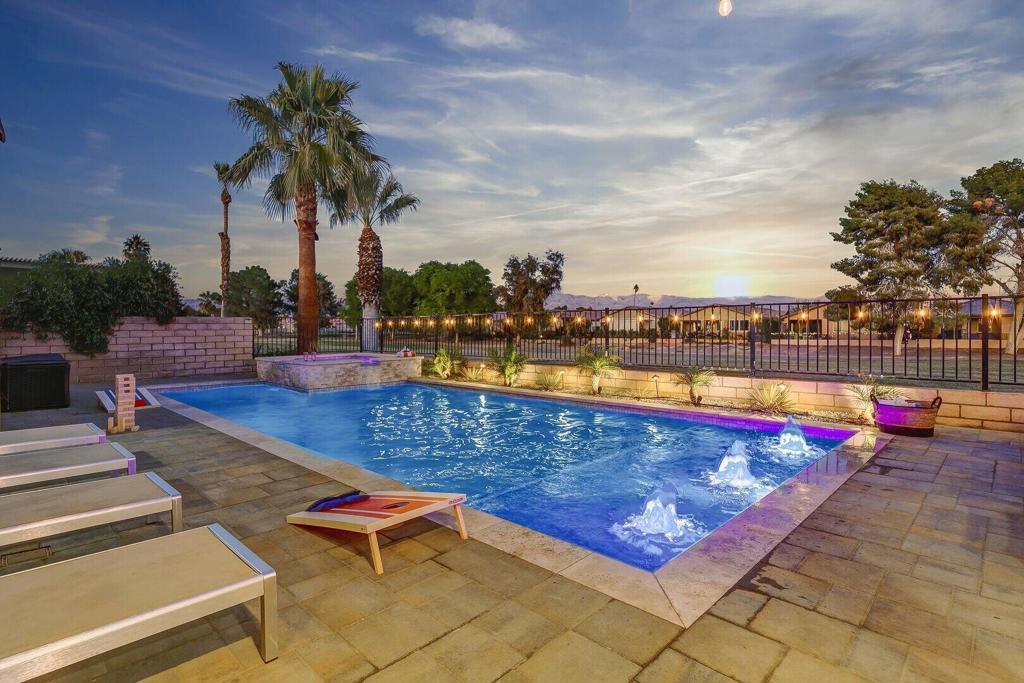 Incredible Short-Term Rental Opportunity. Sold Fully Furnished! Welcome to your dream getaway in Indian Palms Country Club--a beautifully upgraded golf course home with private pool and spa, sold fully furnished and ready to enjoy or rent out immediately!Spanning 2,495 sq. ft., this spacious residence features 4 generous bedrooms and 2.5 bathrooms, making it the ideal vacation home or high-demand rental. The kitchen boasts granite countertops, stainless steel appliances, and an open-concept layout flooded with natural light. Recently installed luxury vinyl plank flooring adds warmth and style throughout the home (excluding kitchen). Step outside and take in breathtaking views of the Mountain Course's Signature 5th Hole Fairway from your private backyard oasis. Indian Palms Country Club offers resort-style amenities including 27 holes of championship golf, a fitness center, tennis and pickleball courts, pools/spas, gated security, and even a boutique hotel for your guests--all with low HOA dues.Just minutes from the world-renowned Coachella and Stagecoach music festivals, this is a prime location for both personal enjoyment and maximum rental potential. Don't miss your chance to own this turnkey gem!