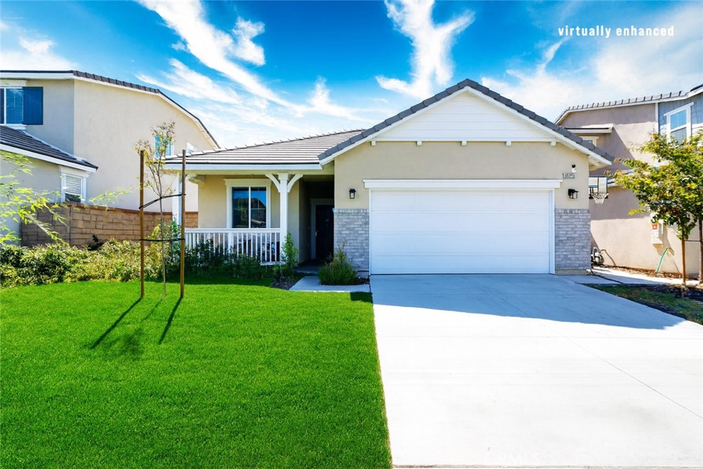 Welcome to 30535 Ridgely Way! Beautifully designed 4-bedroom, 2-bath home with 1,806 sq. ft. of open-concept living. From the charming front porch entry, step into a bright and airy layout where the kitchen, dining, and great room seamlessly flow together, enhanced by a wall of windows that flood the space with natural light. The spacious kitchen features an island, ample cabinetry, and a modern design perfect for both everyday living and entertaining. The primary suite, privately tucked at the back of the home, includes a large walk-in closet, dual vanities, and a relaxing walk-in shower. Additional highlights include vinyl wood flooring throughout, recessed lighting, and a convenient walk-in laundry room. Enjoy access to fantastic HOA amenities including a pool, park, dog park, and clubhouse—perfect for recreation and community gatherings. Conveniently located near schools, shopping, and the 215 Freeway, this home provides the best of suburban living with easy access to everything you need. Home is SOLD AS IS condition. Buyers and their agent to perform their due diligence.