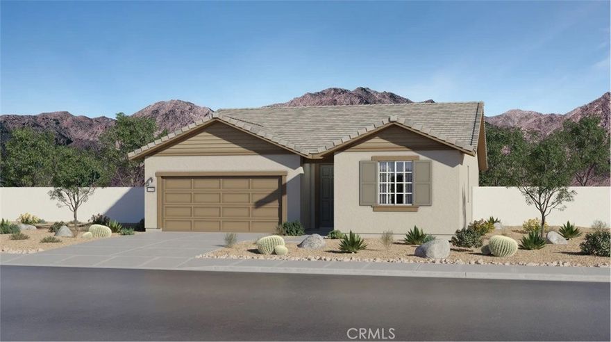 NEW CONSTRUCTION! Ready for Immediate Move-in! This new three-bedroom home offers a low-maintenance layout and convenient single-story living. At the back of the home is an open-concept floorplan where the kitchen, living and dining areas meet, adjacent to an inviting covered patio. Two bedrooms boast a private location off the entry, and a luxe owner’s suite is tucked away at the back of the home, complete with a spa-inspired bathroom and generous walk-in closet. The kitchen features Carrara Gold White Quartz countertops and White cabinetry.

Palencia is a new series of single-family homes at the gated Espana masterplan, now selling in Indio, CA. Nature lovers will enjoy proximity to the campgrounds on Lake Cahuilla. Golfing enthusiasts will be a short drive from pristine courses at Indian Wells Golf Resort. Plan a fun-filled weekend to enjoy gaming and entertainment at the Fantasy Springs Resort & Casino, just seven miles away.