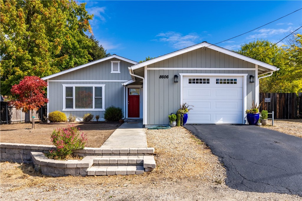 Charming 3 bedroom 1 bathroom home on a sizable lot in South Atascadero. Set back off the main street on a shared private easement. This home has fresh paint on the exterior and interior as well as new carpet in 2 of the bedrooms. In the kitchen you will find granite countertops with coordinating tile backsplash, bar-counter, and stainless steel appliances. A large pantry closet is located in the dining area. The full bathroom has been updated and features a tile counter and backsplash with double sinks. The tub/shower has a matching tile surround. The primary bedroom features a deep closet with a built in closet system including drawers, shelving, and hanging rods. All the closets in this home feature light to make for easy viewing. There is a large patio with sliding glass door access from the dining room and primary bedroom. From this patio you have access to the backyard with a lawn, shed, and walkway. The oversized single car garage includes laundry and a work bench area. There is additional parking next to it on gravel drive. There are 2 large gate that allow you to pull through the side yard for backyard access or additional parking. This property is close to Atascadero Lake with the park and zoo as well as Santa Rosa Elementary. Don't miss the opportunity to make this home yours!