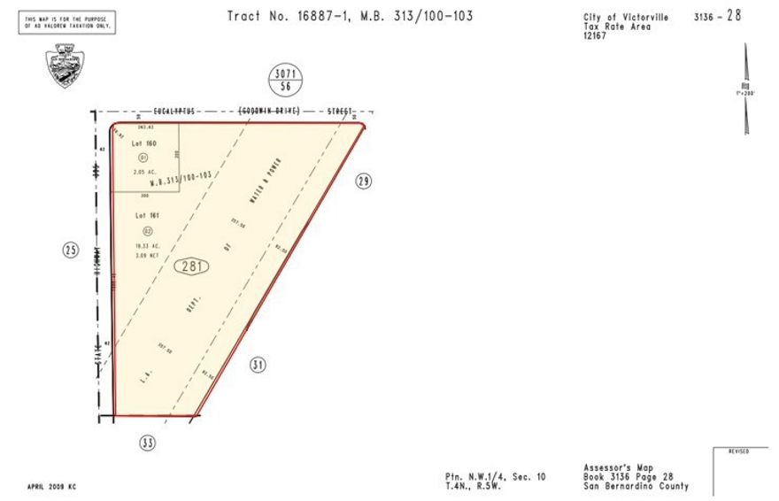 ±5.14 net acres (±21.38 gross) of unimproved commercial land for sale at the southeast section of the signalized corner of Hwy 395 & Eucalyptus St in Victorville; APNs: 3136-281-01, 02. Two contiguous lots in a rapidly developing area of the High Desert. These parcels abut LGI Homes’ Desert Willow Village, a 159 -home development that has recently completed their last phase of construction and has nearly sold out, creating an approximate total of 730 homes neighboring the site. Zoned General Commercial (C-2), suitable for a variety of retail, service, and office use for nearby residents. This busy section of Highway 395 sees more than 25,000 vehicles in daily traffic counts. Water, sewer, and power are all available at site. This location is approximately one mile from Amazon’s Hesperia Logistics Facility, a 2.5 million square foot warehouse currently under construction. Seller may consider offers for individual parcel sales. Buyer to verify all information contained herein. Agent and their representatives are not responsible for the accuracy of these claims.