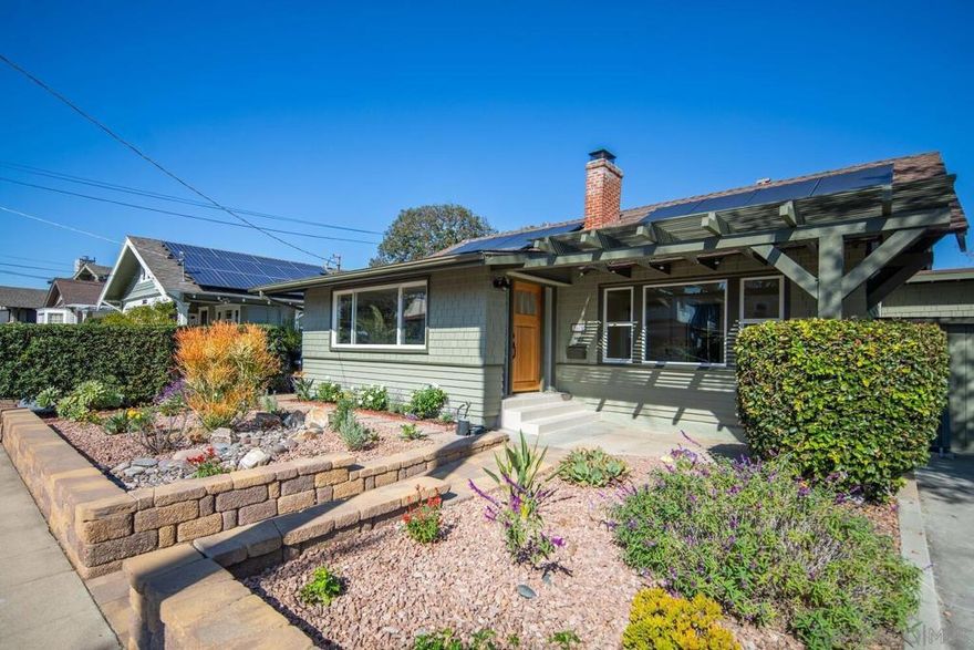 Perched on a serene canyon in the heart of Mission Hills, this completely remodeled Craftsman style home blends timeless charm w/ contemporary sophistication. Featuring 4 beds, 2 baths, & 1,794 sq. ft., every detail of this beautifully renovated residence showcases quality craftsmanship & elegant style. The brand new custom kitchen is a true showpiece, featuring white oak cabinetry, marble countertops, handcrafted tile, floating shelves, high end appliances including a Forno gas range, dual pantry, & skylights that flood the space w/ natural light. The charming living room features a fireplace w/ vintage built in & stained glass, picture window, & custom bookshelves. The dining room boasts an original built in hutch & French doors leading to the back patio. Retreat to the spacious primary suite with tranquil canyon views & new luxurious en-suite w/ dual vanities, marble countertops, limestone flooring, wainscoting detail, & stunning walk in shower w/ custom tile & rain shower head. The hall bathroom has been tastefully remodeled w/ a soaking tub, elegant tile work, & white oak vanity. Upgrades include brand new white oak wood flooring, updated lighting throughout, central heat & A/C, new plumbing & upgraded electrical, dual pane vinyl windows, new wooden front door, fresh interior & exterior paint, & leased solar. The private back patio offers the perfect setting for relaxing or entertaining while enjoying the expansive canyon views. Additional features include a storage shed, workshop, & ample cabinetry. This retreat perfectly blends historic charm & modern luxury.