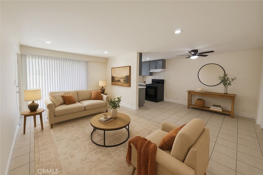 Welcome to this beautifully updated 2-bedroom, 1-bath apartment located in the heart of Van Nuys. This spacious unit features an open and bright floor plan with tile flooring throughout the living areas and modern wood-style flooring in the bedrooms. The large living room offers recessed lighting, fresh paint, and sliding glass doors that open to a private patio area, allowing for plenty of natural light. The kitchen has been tastefully updated with granite countertops, ample cabinet space, and a stylish subway tile backsplash, complete with a gas stove and modern fixtures. Both bedrooms are generously sized and include ceiling fans, recessed lighting, and large closets for extra storage. The bathroom features an updated vanity with granite countertops, tile shower walls, and a clean, modern look. Additional highlights include air conditioning units, energy-efficient lighting, and an overall bright and inviting atmosphere. Conveniently situated near major freeways, public transportation, shopping centers, restaurants, and schools, this charming apartment offers comfort, convenience, and a central location perfect for any lifestyle.