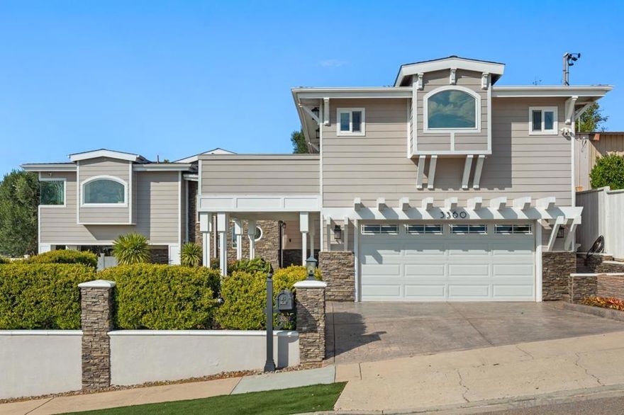 Sophisticated Contemporary Luxury Home with Panoramic Mission Bay & Ocean Views. Privately nestled in a premier hillside location overlooking Mission Bay and the Pacific, this fully remodeled 4-bedroom, 3-bath contemporary masterpiece embodies the essence of elevated coastal living. Thoughtfully designed and impeccably finished, this custom residence offers refined elegance, effortless functionality, and breathtaking views from nearly every room. An ideal family home, it features a beautifully designed family room set apart from the expansive open-concept living areas, which flow effortlessly through generous dining and entertaining spaces to a spacious outdoor patio. The exterior opens to a beautifully landscaped backyard, and built-in BBQ — perfect for stylish gatherings and relaxed coastal living. At the heart of the home is a stunning, sleek kitchen with a breakfast bar, designer finishes, and state-of-the-art appliances that elevate every detail. Retreat to the grand master suite, featuring a generous walk-in closet, luxurious en-suite bathroom, and a private deck capturing sweeping views of Mission Bay & the ocean beyond. A double lock-up garage with internal access, side driveway for additional parking, large front turf area & ample storage add convenience to this home’s modern luxury. The property also includes fully paid solar, providing energy efficiency and long-term savings without compromise. Spacious 9,979 Sqft lot. Ideally situated near schools, restaurants, coffee shops, and the beach. This private residence defines contemporary coastal living at its finest.