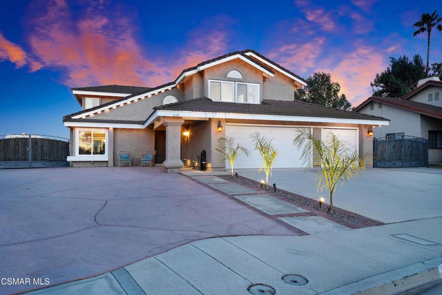 Welcome to 610 Nicole Drive in beautiful Newbury Park--a rare turnkey gem nestled in the sought-after Conejo Valley Unified School District with NO HOA and exceptional RV parking on both sides of the property.This stunning 2-story traditional home is fully remodeled with top-tier finishes and thoughtful design throughout. Enter through double doors to a bright, airy floor plan with soaring vaulted ceilings, large tile floors on the main level, and custom paintwork that elevates every space. The elegant custom staircase features new wood treads and iron balusters that set the tone for the home's craftsmanship.The gourmet kitchen is a chef's dream with granite countertops, rich dark cabinetry, stainless steel appliances, a center island with tray ceiling detail, mosaic tile backsplash, and an inviting breakfast nook with views to the beautifully designed backyard. The adjacent family room showcases a cozy gas log fireplace and recessed lighting, perfect for relaxing or entertaining.All bedrooms are located upstairs and feature wood-look luxury vinyl plank flooring, paneled closet doors, ceiling fans, and abundant natural light. The expansive primary suite is a true retreat with vaulted ceilings, double-door entry, and a spa-like ensuite featuring dual vanities, a jetted tub, custom tile shower with dual showerheads, and a tray ceiling.Step outside to a backyard oasis ideal for California living: enjoy the custom patio cover with plank ceiling, recessed lighting, masonry-wrapped columns, and built-in ceiling fan. The outdoor lounge area boasts a gorgeous glass rock fire feature, perfect for stargazing or entertaining. Low-maintenance artificial turf, professional hardscaping, lighting, drip irrigation, and dual 12'x67' and 10'x60' gated RV parking pads offer unmatched versatility.Additional upgrades include: dual-pane windows, newer HVAC system, indoor laundry room, epoxy-finished 3-car garage with WiFi openers, extensive storage, and a stamped concrete driveway. Conveniently located near hiking/biking trails, top-rated schools, and just minutes from the 101 freeway and local beaches.This remodeled, move-in ready home is the full package--don't miss your opportunity to own this Newbury Park beauty with RV parking and more!