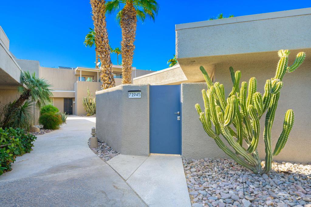 Prepare to be wowed by this gorgeous one-story gem that was tastefully renovated. This Condo offers 938sq ft of living space, and 2 en-suite bedrooms with quartz countertops. Gourmet kitchen with marble countertop, built in drawer organizers and recessed and modern ceiling lighting. Located adjacent to the River Complex, Las Palms, Omni Resort, shopping Centers, moments from the high-end shopping and fine dining on El Paseo, Living Desert, five minutes away from Eisenhower Hospital. As you walk into the living room you will be captivated by the natural light coming from the French double doors and fixed glass windows that lead to the enclosed patio. This space is highlighted by a very high architectural pyramid shaped ceiling, where lovely artistic and elegant lantern light fixtures bring the entire space to the next level. The sophisticated chef's kitchen is well equipped with stainless steel appliances, including a brand new microwave, and beautiful tile floors. The spacious guest en-suite has a custom-made double door closet. The guest bathroom comes with a new washing/dryer combo, and beautiful titled shower. The primary master suite offers a spa like setting with double sinks, and gorgeous accent tile. A very elegant design! Custom closet space, and double doors that lead into the enclosed back patio. Brand new combo HVAC unit with a Color Venstar thermostat that allows the owners to always have complete control from their fingertips with the App installed 05/2024!!!