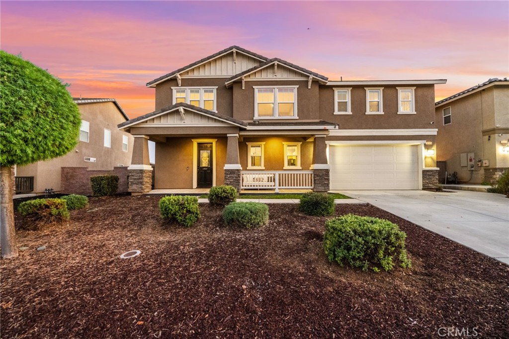 Welcome to this beautifully upgraded 5-bedroom, 3-bathroom pool home with solar in the highly sought-after Mahogany Hills community. Don’t miss this opportunity to save BIG on your monthly payment! Take advantage of a 1% interest rate reduction on ANY loan program – FHA, VA, or Conventional – at ZERO cost to you! Lower monthly payments, no extra fees. PLUS – this home offers the rare option to assume a low 2.25% mortgage rate, giving you a head start on long-term savings!
Offering nearly 3,000 sq ft of thoughtfully designed living space, this home blends style, function, and energy efficiency, including a Tesla charger and a 28-panel solar system—with the lease assumable or fully paid at closing. Step inside to upgraded flooring, warm tones, and a spacious open-concept great room that flows into a modern farmhouse kitchen. The kitchen includes quartz counters, a large island with bar seating, pendant lighting, built-in appliances, ample cabinetry, a walk-in pantry, an upgraded backsplash, and a built-in desk area—perfect for working or studying from home.
Natural light fills the home through well-placed windows, while recessed lighting and ceiling fans add everyday comfort. A bedroom and full bath on the first floor is perfect for guests or multigenerational living. Upstairs features a massive loft—ideal for a media room, playroom, or second living area. The primary suite is a true retreat, featuring dual walk-in closets, a deep soaking tub, separate walk-in shower, and dual vanities. Down the hall are three more spacious bedrooms with walk-in closets, a large laundry room, and another full bath with a separate toilet and shower area.
The backyard is designed for both relaxation and entertaining, with a custom pool and spa with high-end finishes (installed in recent years), a built-in gas fire pit, and a covered alumawood patio—perfect for enjoying the Southern California lifestyle. For peace of mind, the home includes a Vivint home security system, including a pool alarm to help keep children safe.
Most of the furniture is available for purchase, making this a truly turn-key opportunity!
Located on a quiet street in a family-friendly community, you’re just steps from a neighborhood park with sports courts, picnic areas, walking trails, and beautifully maintained greenbelts throughout Mahogany Hills.
Don’t miss this incredible opportunity—schedule your private tour today before someone else calls this stunning home their own!