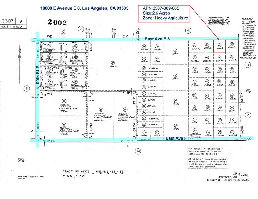 Located west of 90th St E and south of East Ave E8 in Lancaster, this 2.6-acre vacant land is a fantastic opportunity for investors or agricultural use. The property is zoned LCA21 (Heavy Agricultural), offering versatile possibilities such as farming, ranching, or future development. This parcel is perfect for those looking to establish an agricultural project, hold for investment, or enjoy a serene rural setting. Conveniently located near major roads, this property provides accessibility while maintaining privacy.