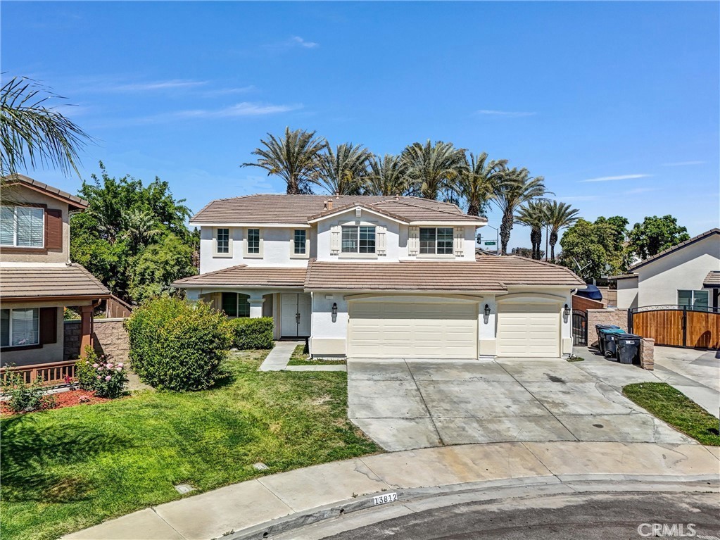 Welcome to this beautiful 2-story contemporary single-family home nestled in a quiet cul-de-sac. Offering 2,926 sq. ft. of comfortable living space, this well-maintained property features 5 bedrooms and 3 full bathrooms. The first floor includes a private bedroom with its own full bathroom, perfect for guests or multi-generational living. The living room boasts soaring high ceilings, creating an open and spacious atmosphere. Upstairs, you’ll find a generous primary suite along with three additional bedrooms. Step outside to a private backyard oasis, ideal for relaxation or entertaining, complete with an in-ground pool and spa. Best of all — there are no Mello-Roos taxes and no HOA fees! Located within a highly-rated school district, this home is served by a top-rated high school with a 9/10 score. It’s just minutes away from parks and the Eastvale Community Center, which offers various educational programs and activities. Shopping is a breeze with nearby Costco, 99 Ranch Market, and Ontario Mills Outlet Mall. Major employers like Amazon and Walmart's e-commerce centers are also close by. Commuters will love the easy access to Ontario International Airport and several major freeways, including the 60, 91, 15, and 71, making travel to Orange County and beyond quick and convenient. This is a rare opportunity to own a spacious pool home in a prime location without any extra monthly fees!
