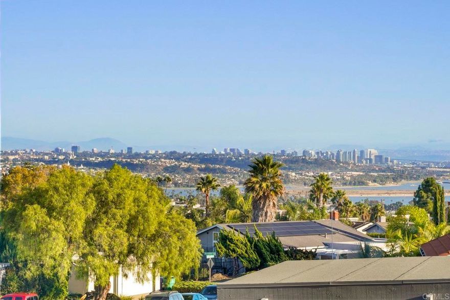 Views out to the bay, ocean, city, Coronado Bridge and Sea World fireworks are served up from this refined Pacifica home. In a nod to the location, this two story beach close home nestled on a quiet cul de sac in the sought after Pacifica neighborhood of north Pacific Beach combines island vibes with mid-century cool. Flooded with natural light and sited on a private large lot with mature landscaping, this 4 bedroom, 2.5 bath residence is minutes to the beaches and offers easy access to freeways and shopping. Featuring high-end finishes, an entertainers dream backyard anchored with a full tiki bar, fire pit and built-in grill area as well as 2 ocean view decks, one complete with a fire feature and built-in grill/kitchen allowing you to relax and chill after a day at the beach gazing at the star filled sky or watching the fireworks. The strategic use of windows and glass doors throughout the home shape the aesthetic, functionality, and connection to the outdoors. Synthesizing West Coast Modernist design with tropically influenced design combined with mid-century modern touches, this home artfully creates an intimate relationship with the ocean and is rooted in the everyday ethos that PB is globally known for—one of sand, surf, community, and connection with nature.
