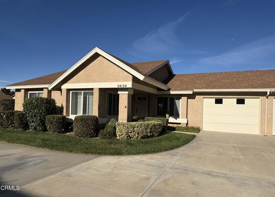 Located in Leisure Village, this Amalfi model features many upgrades. Remodeled  kitchen with white cabinets, custom hardware, stainless steel appliances, subway tile back splash and granite counter top. Newer lament flooring through out with tile flooring in bathrooms. Office has built in cabinetry with lots of light. Both bathrooms have tiled walk in showers with glass doors and granite vanities. High ceilings in the primary bedroom and living room. Both bedrooms have custom closet organizers.  Recessed lighting, plantation shutters, and crown molding throughout. Also includes interior laundry, a covered patio, with stamped concrete flooring. Situated on a cul -de -sac, backs to the greenbelt and some views of the mountains.