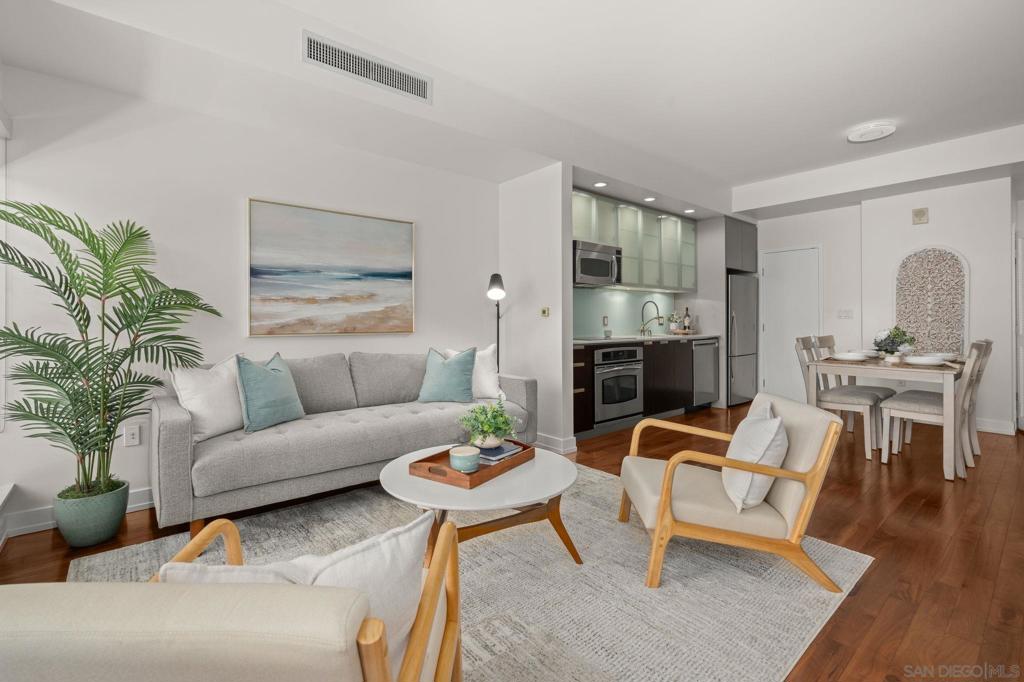 Hip and Urban residence at Alta in the trendy East Village. This upgraded 6th-floor residence features floor-to-ceiling windows, a private 13' x 7.5' balcony with south facing city skyline views, and an open-concept layout. This home has been recently updated featuring a modern kitchen, a well appointed bathroom, and stainless steel appliances. Bright, stylish, and move-in ready—this home is urban living at its best. Unit comes with 1 Parking and storage. Located near everything Downtown San Diego has to offer, Alta is on the edge of the Gaslamp and East Village. Alta is considered an upper moderate building with approachable HOA fees. The complex is VA approved for financing. Alta offers several amenities including a fitness center, recreation room, pool, spa, and elegant lobby, and insight management.