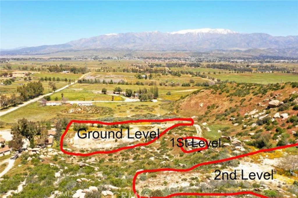 Build your dream ranch. This property has the best views of the city from up above. 3 Levels of building area. Has City water meter and Record of Survey completed and filed with Riverside County. Property line surveyed and staked. City power pole close by. Great neighbors and country living at it's best.