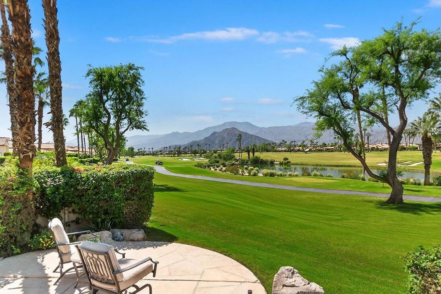 Experience the ultimate in desert luxury with this impeccably designed estate nestled within the prestigious Rancho La Quinta Country Club. This exceptionally appointed 4 bdrm 5 bath home offers a unique blend of modern elegance and desert charm - crafted with privacy, comfort and effortless style in mind.As you enter you are greeted with a stunning open floor plan featuring a spacious great room flooded with natural light, seamlessly connected to a chefs kitchen - perfect for entertaining and everyday living. Two of the interior bedrooms boasts their own ensuite bathroom including two rooms with king sized beds along with a versatile bunk room designed to sleep four.Adding to the flexibility of the space is a detached casita located outside the putting green, ideal for guests or extended family. The casita features two rooms - one with a queen sized bed, the other offers a seating area with a full-sized pullout sofa, ensuring ample sleeping arrangements without sacrificing privacy. Step outside to a breathtaking outdoor oasis designed for relaxation and entertaining. This stunning backyard overlooks multiple fairways with unobstructed views of the Santa Rosa mountains. Enjoy cozy evenings around the outdoor firepit or unwind in the spa that sits perfectly positioned to take in the sweeping southwest views. The sparkling pool features a Baja ledge ideal for lounging in the sun while the ample seating area offers plenty of space for guests to gather. Whether your enjoying a quiet morning coffee or hosting sunset gatherings, this outdoor retreat embodies the essence of desert luxury living. EV Charger also available ** Now booking for the 2026 season!
