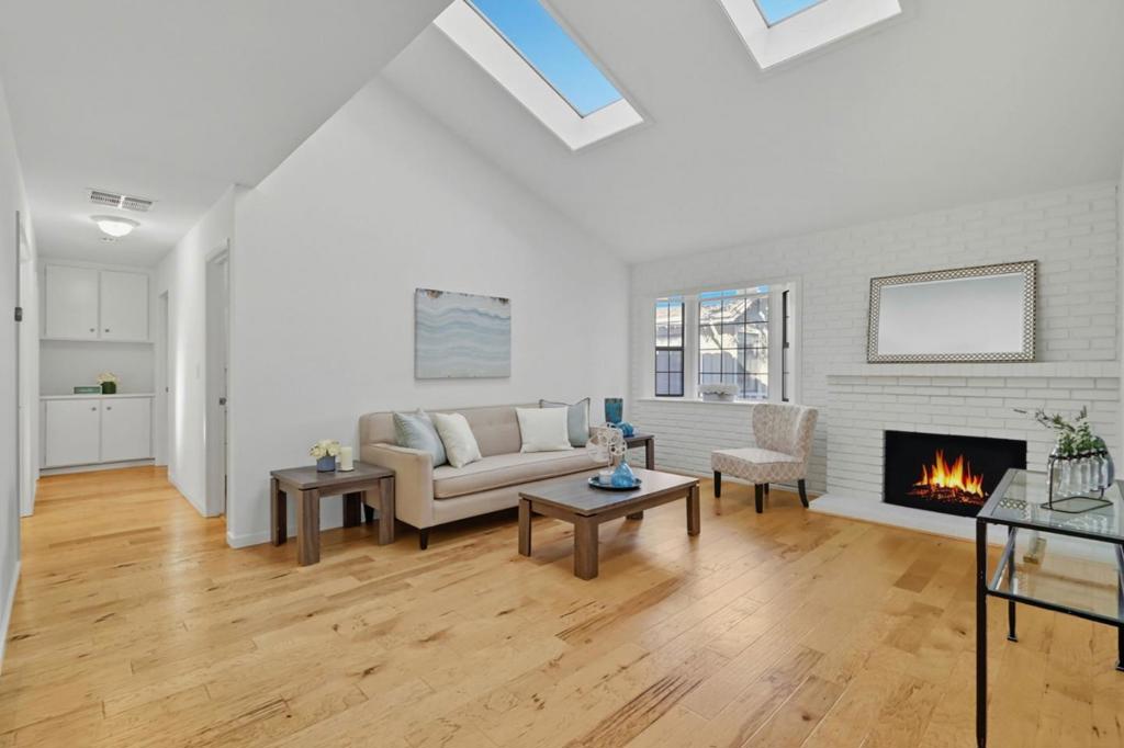 Tucked away on a peaceful cul de sac is this beautifully updated 3-bedroom, 2-bath home. The kitchen stands out with its quartz countertops, stainless steel appliances, center island, large sink, & a picture window that frames the backyard view. A tray ceiling with recessed lighting & a pantry complete the space, while a glass door connects effortlessly to the yard for easy outdoor entertaining. Just off the kitchen, the dining area adds character & charm with exposed ceiling beams. Relax in the living room beneath a vaulted ceiling with two skylights, a bay window, & a fireplace with a mantel. The primary suite offers dual mirrored closets, recessed lighting, & direct access to the backyard, plus an ensuite bath with a step in shower. Two additional bedrooms with mirrored closets, dual pane windows throughout, central A/C, & a skylit hall bathroom enhance everyday comfort. Outside, enjoy a landscaped front yard & a backyard with a deck, gazebo, & a detached 384 sq ft accessory building perfect for a gym, home office, or studio. Conveniently located close to Almaden Expressway, 85 & 87, this home offers easy access to commuting routes & nearby amenities. Just minutes to Almaden Ranch where you'll find shopping, restaurants, grocery stores, & a gym.