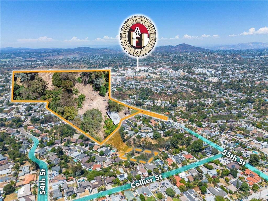 Discover an exceptional investment opportunity in the College Area near SDSU! Nestled 1.1 miles walking from the campus, this prime real estate is brimming with potential for development and subdivision. The parcel has long been envisioned as an investment property. Now is the perfect moment to seize this rare opportunity and transform this property. Email ryan@robconrealty.com for the marketing packet that provides more details and photos of designs rendered in 2023. Details about the property: -Current owners worked with a construction company with limited scope to determine building options for single family and ADU/Junior ADU - More units can (and should) be explored via subdivision -Topography of ~1 acre parcel includes ~0.3 acres of flat land on the bottom level, 0.3-0.4 acres of slope among the property, and another 0.2-0.3 acres of flat land on top level -A previous workshop sits on the property that can be used for garage/storage space -There is an open drainage that can be filled -Please review private remarks