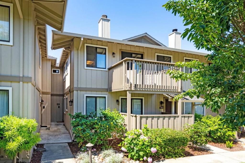 Fabulous opportunity to make Saratoga Parkside your new home! Rarely do these wonderful 2 bedrooms units become available and this particular unit has a much coveted 2 car attached garage! The floorplan is idea as it lives all on one level above the garage and features vaulted ceilings, indoor laundry tucked away behind bi-fold doors in the hallway, 2 generous bedrooms, a bright kitchen with eat in area and large pantry, formal dining room and a large deck overlooking the luscious common area. The community offers a beautiful pool and spa with a lovely recreation room and is adjacent to the dog and kid friendly El Quito Park. Saratoga Parkside is within close proximity to both Highway 85 and 280, the charming Village of Saratoga, excellent Moreland Schools, and wonderful dining and coffee establishments!