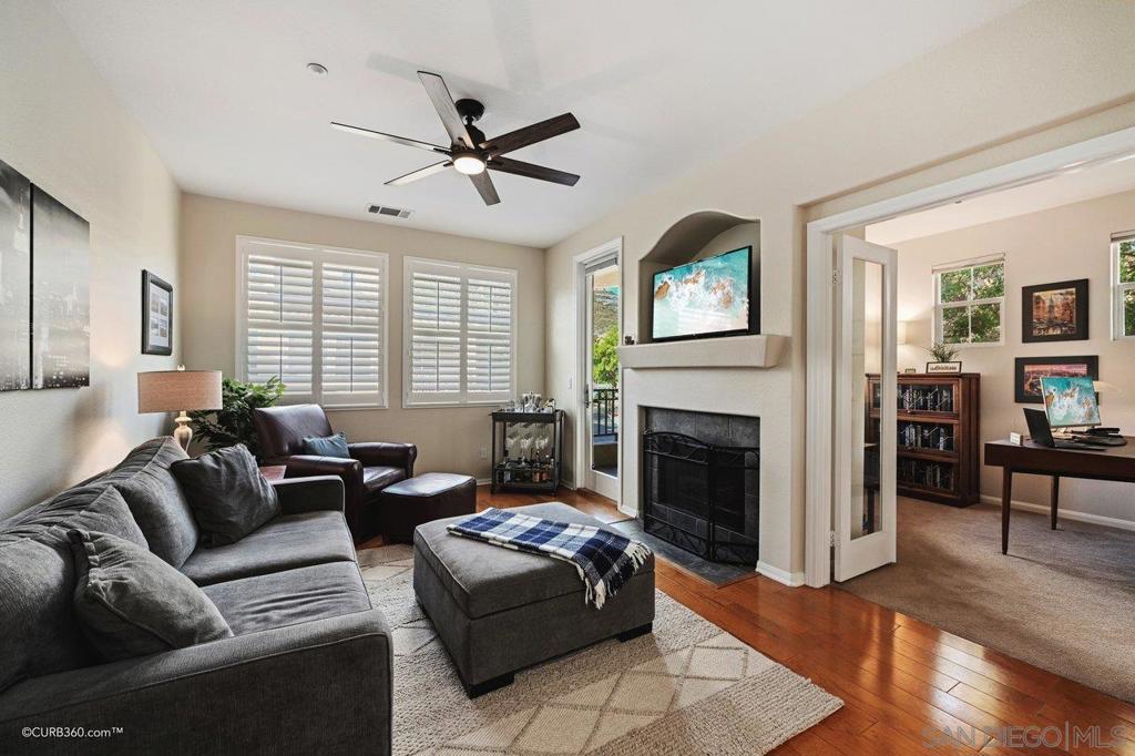 Available December 15, 2025. Lease term, 6 month minimum. Check out this desirable townhome in the gated community of Springfield at San Elijo Hills! This popular layout has 2+ bedrooms, with one bedroom and bathroom on the main (2nd level) floor. Also on this floor is an extra room with glass French doors that is perfect for an office or another bedroom. The primary bedroom is nice and private on the 3rd level, featuring a walk-in closet, dual sink vanity, and a tub/shower combo. The main living space is bright with plantation shutters, a cozy fireplace, and wood floors. The kitchen is open and well-equipped with plenty of cabinet space, now painted white for a fresher look. Plus, there's a cozy balcony off the living room and a 2-car garage on the 1st level (entry) with a washer and dryer included. The community pool is super close, and you're near everything San Elijo Hills has to offer. Enjoy walking or biking to top-rated schools, the charming town center with its shops and eateries, a community park, and 18 miles of trails for outdoor fun. FUNDS REQUIRED FOR MOVE-IN: First months rent, security deposit $3800; pet deposit $250 if applicable; key deposit $100. Tenant pays, gas/electric, cable/internet, trash and water.