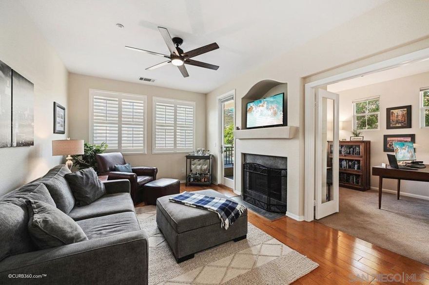 Available December 15, 2025. Lease term, 6 month minimum. Check out this desirable townhome in the gated community of Springfield at San Elijo Hills! This popular layout has 2+ bedrooms, with one bedroom and bathroom on the main (2nd level) floor. Also on this floor is an extra room with glass French doors that is perfect for an office or another bedroom. The primary bedroom is nice and private on the 3rd level, featuring a walk-in closet, dual sink vanity, and a tub/shower combo. The main living space is bright with plantation shutters, a cozy fireplace, and wood floors. The kitchen is open and well-equipped with plenty of cabinet space, now painted white for a fresher look. Plus, there's a cozy balcony off the living room and a 2-car garage on the 1st level (entry) with a washer and dryer included. The community pool is super close, and you're near everything San Elijo Hills has to offer. Enjoy walking or biking to top-rated schools, the charming town center with its shops and eateries, a community park, and 18 miles of trails for outdoor fun. FUNDS REQUIRED FOR MOVE-IN: First months rent, security deposit $3800; pet deposit $250 if applicable; key deposit $100. Tenant pays, gas/electric, cable/internet, trash and water.