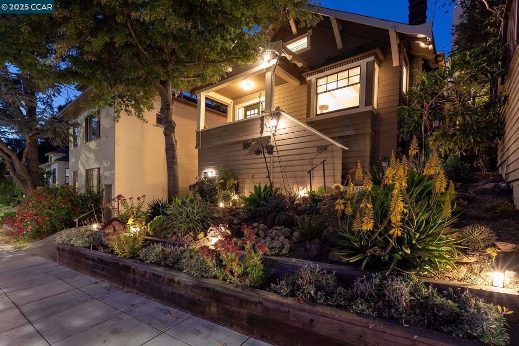 Discover your ideal lifestyle in this captivating Oakland home just off Piedmont Ave, where modern elegance meets timeless charm. The home features 3 bedrooms 2.5 baths plus a bonus space that could be an ideal home office. The heart of this home is the stunning kitchen, where sleek stainless-steel appliances & chic gray cabinetry create a culinary sanctuary bathed in natural light from corner windows. The living & dining spaces exude warmth & sophistication, with gleaming hardwood floors & a charming brick fireplace that serves as a focal point for gatherings. Thoughtful touches like exposed ceiling beams & stylish light fixtures add character throughout. The large primary suite has a bathroom showcasing a glass-enclosed shower & free-standing bathtub. The exceptional backyard is full of blooming flowers & has a 6 person hot tub, a firepit piped into a gas line plus an outdoor pet bathing/shower area. Other features include central air conditioning & heating, Tesla charger on the driveway for EVs, RO system for filtered water in kitchen sink, & a huge basement storage area. 206 Monte Vista Ave combines the tranquility of a residential neighborhood with easy access to Oakland's vibrant amenities. Walk to Piedmont Ave's amazing restaurants & shops! This is a transparent price!