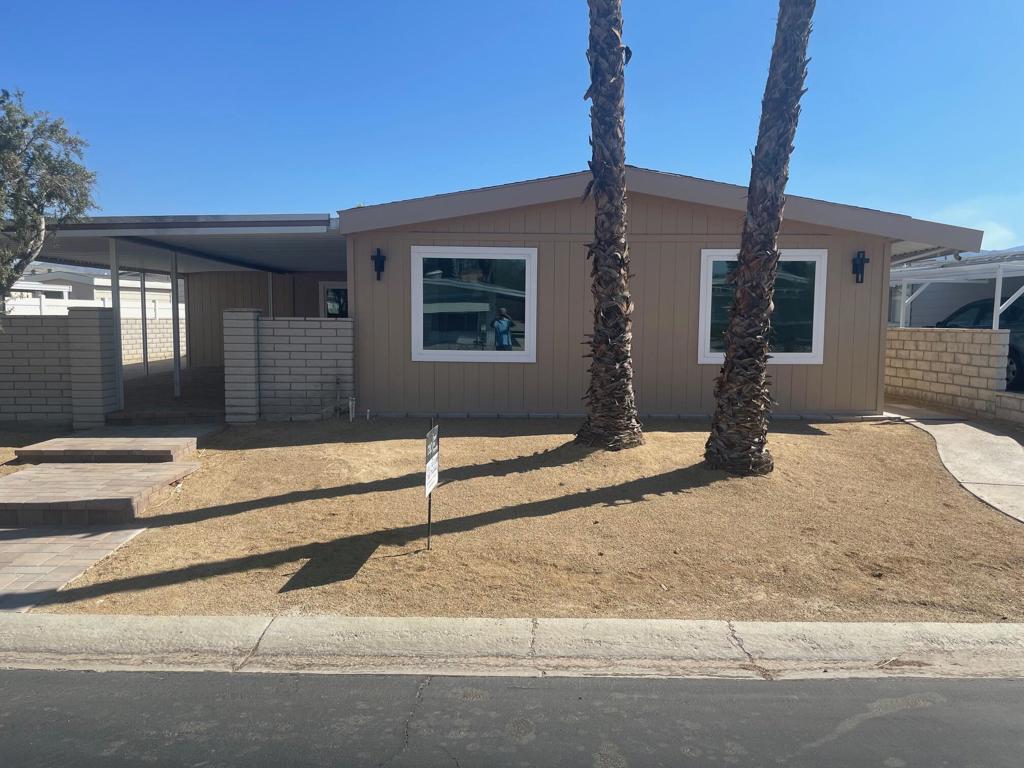 Unbelievable remodeled triple wide in Palm Desert Greens Country Club. This home has had all baths, kitchen, floors, inside walls and ceilings, doors, appliances, windows, roof, plumbing and electrical. This home is like new, quartz counter tops, stainless appliances, new 9' kitchen island, open concept living/dining rooms, plus rare 3 bedrooms and three baths all completely remodeled.Palm Desert Greens has 18 hole golf course that is included with ownership, pro shop, Clubhouse, restaurant, 3 pools/spas and fitness center, pickleball, tennis, bocce ball.Seller is also offering a lease option to purchase for one year with $3950/month with 50% going of the rent going toward the purchase price or down payment. Seller financing is also available. Call listing agent for particulars.