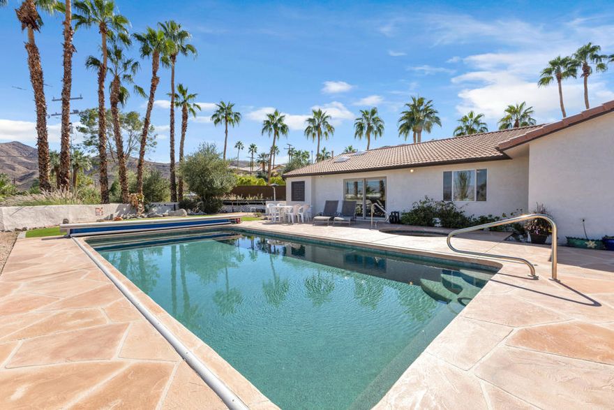 Perched at the top of the Cathedral City Cove, this beautiful home sits on an impressive 29,958 sq ft lot and offers breathtaking city and mountain views. Featuring 3 spacious bedrooms, 3.5 bathrooms, a dedicated home office, and a craft space, this home is designed for comfort and functionality. The three-car garage and circular driveway provide ample parking and convenience. The pool and spa, perfectly positioned to take in the sweeping views from the top of the cove. The owner is seeking a long-term tenant, and this exceptional property is available now. Contact us today to schedule a private showing and experience this rare desert retreat for yourself!