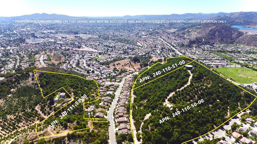 Rare 60+ Acre Organic Avocado Farm – A Private, Income-Producing Retreat in the Heart of Escondido An extraordinary opportunity to own over 60 acres with an avocado grove in the scenic hills of Escondido. Set across three separate parcels, this income-producing estate offers the ultimate blend of agricultural utility, residential flexibility, and serene privacy—all just minutes from downtown Escondido, major highways, and San Diego attractions. Potential subdivision for custom view home lots. The professionally managed grove consists of mature and planted Hass avocado trees, supported by advanced irrigation infrastructure and two high-producing wells (200+ GPM and 40+ GPM). Two district water meters (3'' & 2"') and a robust 144 panel (34kw) paid solar power system further enhance efficiency and long-term cost savings. Reclaimed water from the City of Escondido is expected to be available soon, increasing the property's sustainability and future value. The estate includes two well-maintained detached homes, ideal for multigenerational living, rental income, or on-site management, along with a small woodshop perfect for creative projects or continuing the property’s tradition of handcrafted avocado wood furniture. Security and privacy are top priorities, with an automatic gated entry, and a comprehensive camera surveillance system. Enjoy panoramic views from every angle, with rolling terrain, scenic groves, and a hidden view deck tucked into the trees—perfect for unwinding in your own private park-like setting. Multiple flat pads offer future development potential or additional farming capacity, and well-maintained access roads ensure smooth operation year-round. This is more than a farm—it's a rare lifestyle property offering peace, productivity, and possibility in one of Southern California’s most fertile and desirable agricultural regions