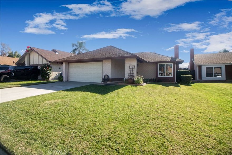 Charming single story home features 3 bedrooms and 2 baths. Kitchen with granite counter tops, and opens to a cozy eating area, perfect for everyday living, and enjoy relaxing evenings in the family room with a warm, welcoming fireplace and two car attached garage. This home has a newer roof, double pane windows, a manicure front yard and Nice size backyard with mature fruit trees, included mandaring, orange and lemon. A  covered patio provides the perfect space for outdoor enjoyment. HOA amenities offer a swimming pool, playground, and picnic area. Ideally located near the 10 and 215 Freeways. Loma Linda hospital, groceries stores, Costco, Sam's club, restaurants and shopping centers.
